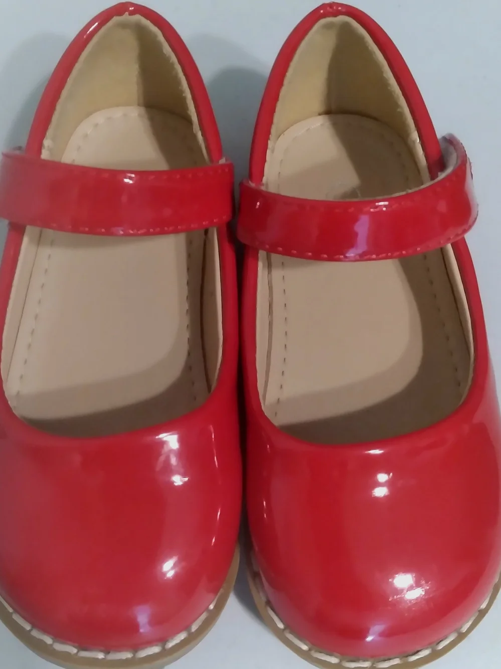 Girls' Red Patent Mary Jane Dress Shoes with Hook-and-Loop Strap